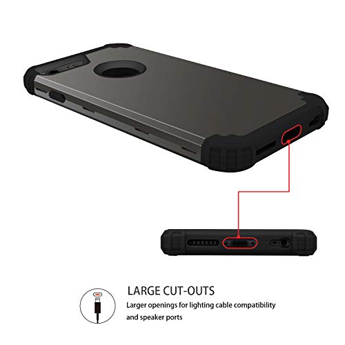 Fingic Iphone 6 / 6S Case 3 In 1 Heavy Duty Dual Layer Protection Hybrid Hard Pc & Soft Silicone Rugged Bumper Anti Slip Full-Body Shockproof Protective Case For Apple Iphone 6S/6 4.7 Inch, Gun Metal #TOP5