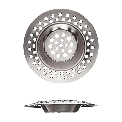 Stainless Steel 2Pcs Kitchen Sink Strainer Plug Standard Dual Function Basket Strainer Drain Protector Sink Waste Stopper Hole Hair Catcher For Kitchen Bathroom Shower Bathtub Cover