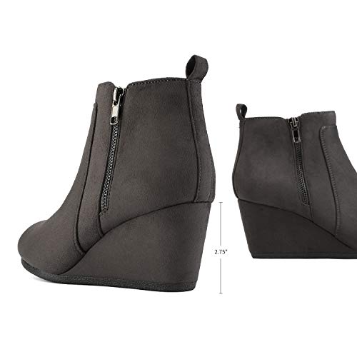 DREAM PAIRS DREAM PAIRS Women's Suede Low Wedges Ankle Boots,Size 6.5,Grey/Suede,DOUBLE