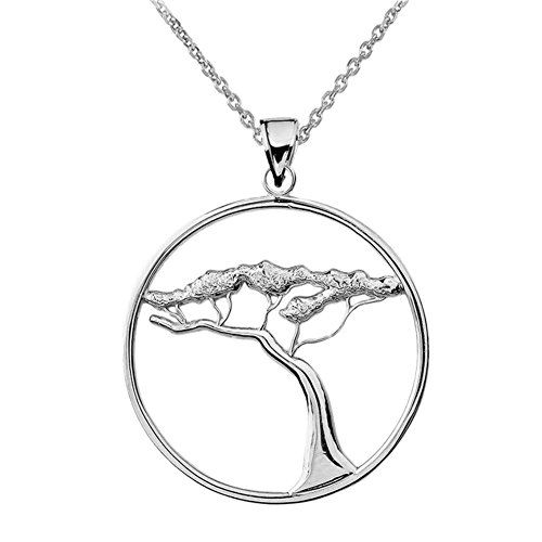Unique Sterling Silver Japanese Bonsai Tree Pendant Necklace, 20'