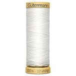 100% Natural Cotton Thread by Gutermann for Sewing and Quilting - 100m Spools - Colour Number WHT - 1 x 100m Spool