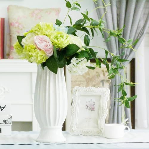 Vase en céramique blanche 30 cm pour fleurs et décoration maison - 4