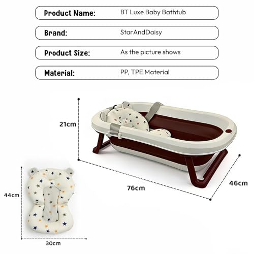 Image of StarAndDaisy Bath Tub for Baby 0-3 Years /Foldable Bath tub for Kids with Cushion, Space Saving Design, Newborn Baby Folding Bathing Tub Girls & Boys, Easy to Store -Green Pink