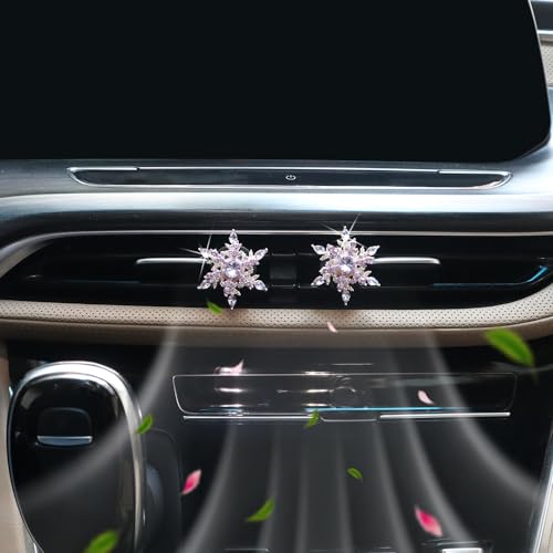 Image of ORIESSE Purple Car Accessories,2pcs Rotatable Snowflake Air Vent Clips Car Air Freshener,Bling Car Decor Outlet Clips for Women,Refillable Diffusers