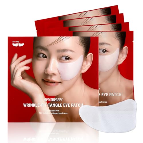 wrinkle-fit tangle eye patch - under eye patches for dark circles and puffy eyes - eye bags treatment for women - mega collagen gel pads for puffiness - firming amp deep hydrating - 4ea