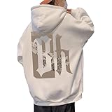 [エアバイ] ロゴ グラフィック プリント パーカー オーバーサイズ 春 秋 フード トップス メンズ 体型 個性的 カジュアル シンプル カバー 体型カバー オシャレナ 普段着 10代 20代 30代 40代 50代 ゆったり ダサい クール ダボシャツ ビッグシルエットシャツ ビッグtシャツ 大きい 大きめ おおきい かっこいい カッコイイ カッコいい 白 ホワイト 4S-A02-WH2XL