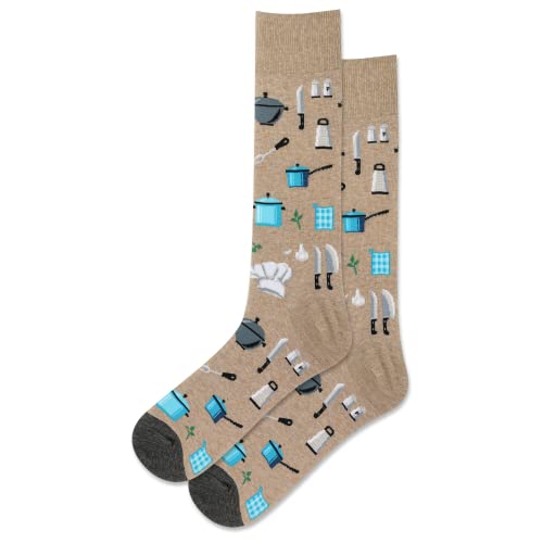 Hot Sox Men's Fun Occupation & Dad Crew 1 Pair Pack-Cool & Funny Father's Day Novelty Fashion Socks, Chef (Hemp Heather), Shoe Size: 6-12