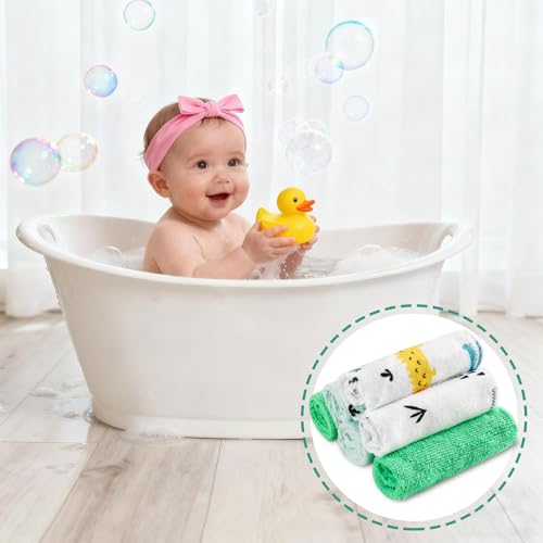 Image of Baby Washcloths, 24Pack Baby Wash Cloths Extra Soft & Ultra Absorbent, Baby Towels and Washcloths Face Towels for Unisex Boys Girls Body, Washclothes Gentle on Sensitive Skin, 9x9 Green Crocodile