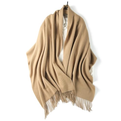 Dvbfufv Women Merino Wool Knitted Wrap Shawls Women Autumn Winter Warm Solid Scarves Women Men Classical Tassel Scarf,2