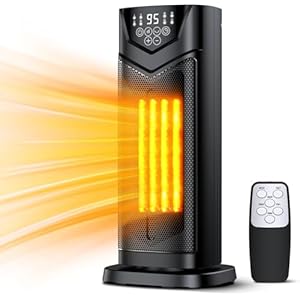 Space Heater, DUEDE 1500W Electric PTC Ceramic Heater for Indoor Use with Thermostat & 4 Fan Mode, 12H Timer, Remote, Fast & Safety Portable Room Heater for Bedroom, Office, Living Room