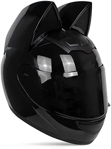 Adult Personalized Cat Ear Motorcycle Helmet,Men and Women Cool Cat Locomotive Motorcycle Full Face Helmet,DOT/FMVSS-218 Certification Standard,Suitable for All Seasons