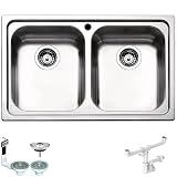 LG792VS ● Lavello Incasso Cucina FHULLER Mod.LAGUNA 79x50 2 Vasche, Spessore Acciaio 7/10 con Vasche Profonde H 19,4 Realizzato in Acciaio Inox Spazzolato Made in Italy