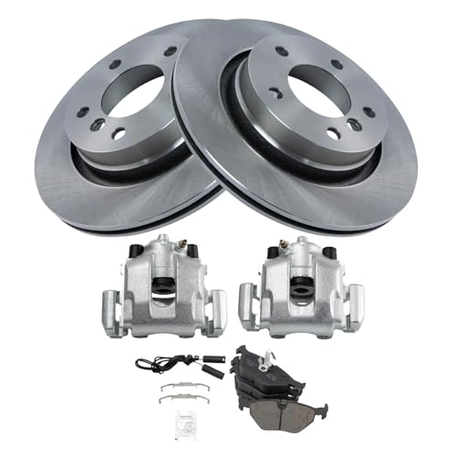 Image of TRQ Rear Brake Pad and Rotor Set Ceramic Rotors Calipers
