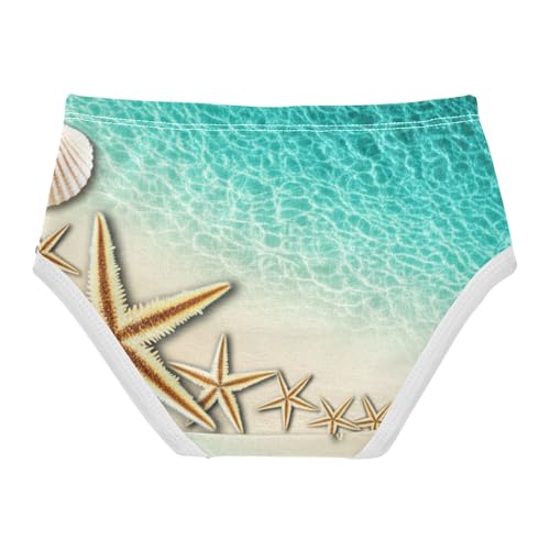 Toddler Girls Underwear 2t Cotton Panties for Girl Pattern Undies Kids Briefs Beach Starfish Teal2