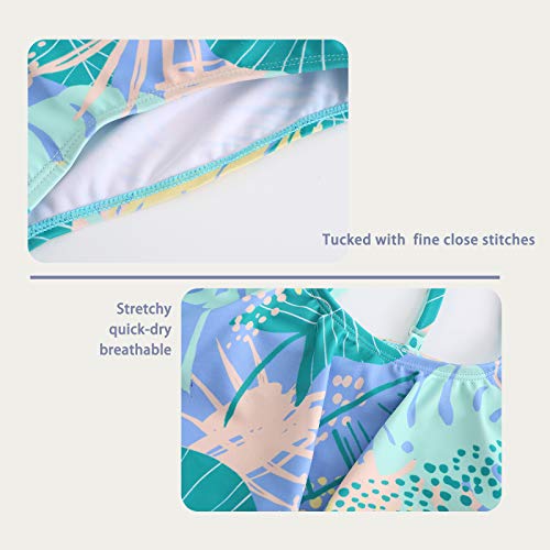 Image of Girls Two Piece Bikini Swimsuits Striped Ruffle Swimwear Falbala Bathing Suit Set
