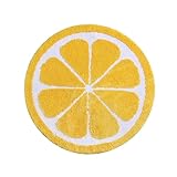 Carmoion Cute Bath Mat,Lemon Rug,Water Absorption Non Slip Mat,Round Lemon Bath Mat Soft Machine Wash Rug Mat for Bedroom Kitchen Bathroom Toilet Floors 27.5 x 27.5 Inches (Yellow)