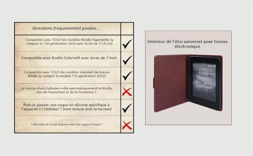 KleverCase Protège-livre pour liseuse avec écran de 6 à 6,8" ou 7,5" à 5,1" Compatible avec toutes les liseuses électroniques y compris Kobo, Nook, Kindle, Paperwhite, Sony, Storytel Marron clair – vue 6