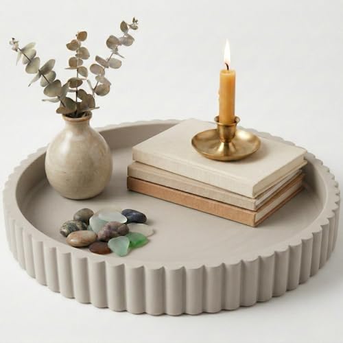 OAKOA Round Decorative Tray for Coffee Table Decor -...