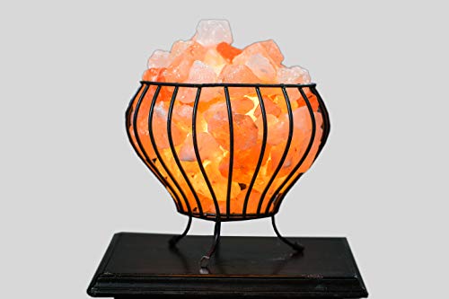 Lámpara de sal de hierro forjado de alta calidad, lámpara de sal natural del Himalaya, luz de cristal del Reino Unido estándar eléctrico