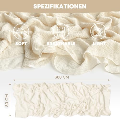 Artoid Mode Boho Beige Gauze 3 Pieces Wedding Table Runner, 300 cm Birthday Fabric Kitchen Dining Holiday Table Decor for Home Party Indoor - 5