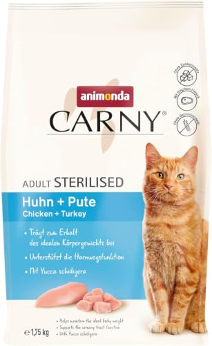 animonda Carny Katzen Trockenfutter Huhn + Pute (1 x 1 75kg) Trockenfutter für sterilisierte Katzen ohne Zucker und Getreide mit viel frischem Fleisch