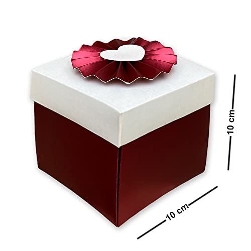 Image of Exploding box Surprise Gift Box /Unique gifts for birthday /anniversary /handmade greetings Card (Maroon & White)