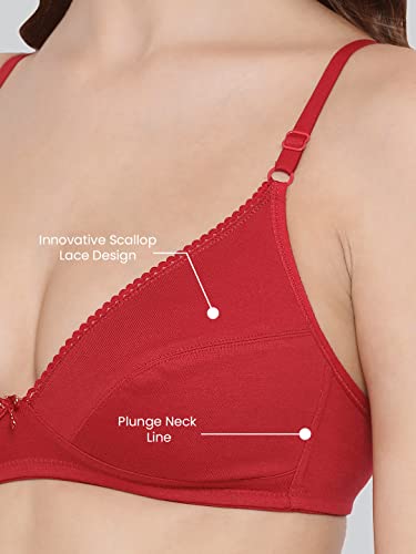 Image of Lyra Women's Non-Padded BRA-501 Plunge Bra 501 2PC Red Love & Black 40B