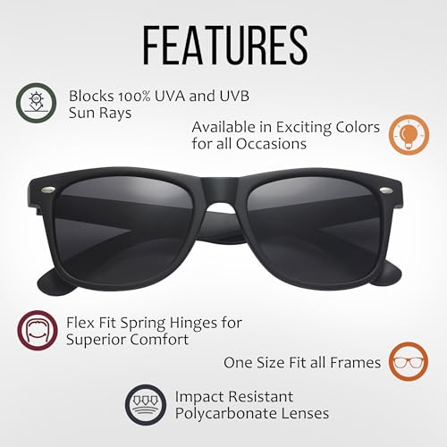 Wholesale Unisex 80's Retro Classic Sunglasses - 100% UV Protection Bulk Sunglasses for Adults & Teens - Pack of 43