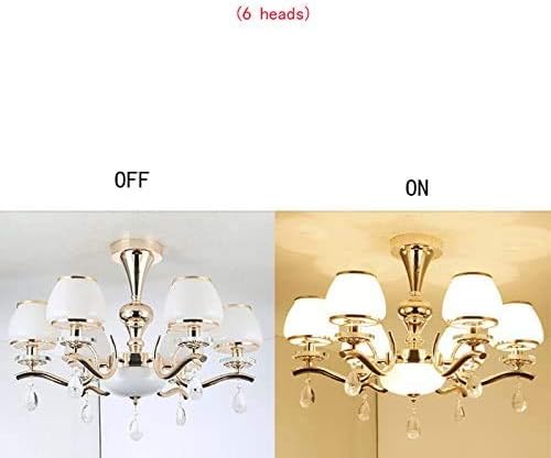 CAZARU Eenvoudig te installeren kroonluchters Europese stijl kroonluchter van zinklegering, glazen lampenkap, E14, goud, woonkamer kristal luxe creatieve lampen slaapkamer eetkamer hanglampen, bar club photo 2