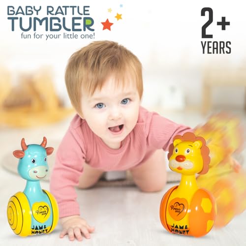 Image of Amazon Brand - Jam & Honey Baby Rattle Tumbler Set of 2 I Best Learning Toy Pushing Or Holding Toys | Baby Development Toys