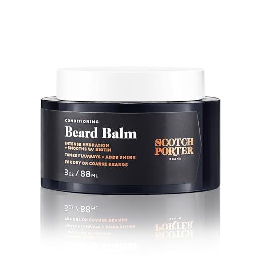 Scotch Porter Conditioning Beard Balm for Men | Hydrates, Smooths, Adds Shine & Tames Flyaway Hair | Formulated with Non-Toxic Ingredients, Free of Parabens, Sulfates & Silicones | Vegan | 3oz Jar