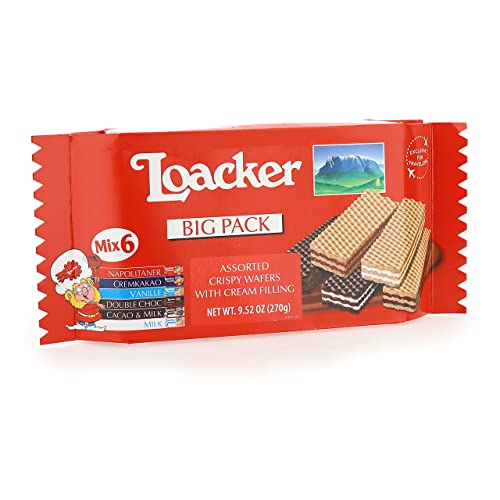 Loacker Classic Wafers Mix - Premium Assorted Crispy Wafer Cookies - Variety Pack - Hazelnut, Chocolate, Vanilla, Double Chocolate, Cocoa And Milk, Milk - 45G/1.59Oz, Pack Of 6 #TOP7