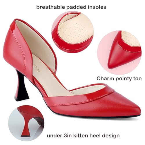 Image of JENN ARDOR Women's Pumps Low Heels Pointed Closed Toe Kitten Dress Shoes for Women Comfortable Stiletto Heeled Sandals Classic Wedding Party D'Orsay Work Pumps