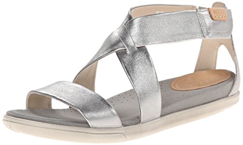 ECCO Women's Damara Strap Sandal, Silver, 5-5.5