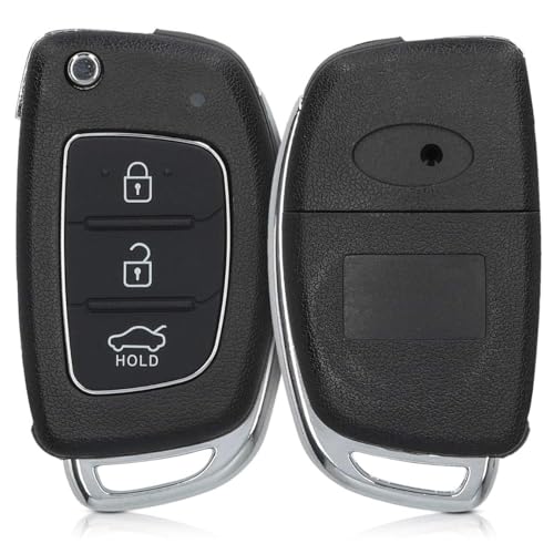 Carcasa Mando Llave de Coche 3 Botones, Carcasa de Llave de Repuesto, Compatible con Kia y Hyundai i30 / i30 Coupe / i40 / IX20 / IX35 / Santa Fe, Botones con zócalo de Pila