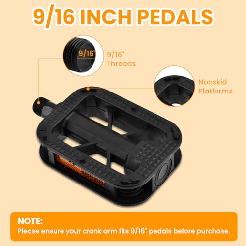 Pedales para bicicleta de 9/16 pulgadas con reflectores miniatura 3