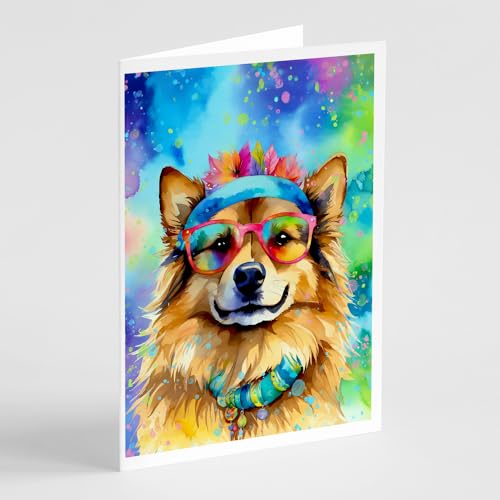 Caroline's Treasures DAC2584GCA7P Hippie Dawg Greeting Cards Pack of 8 Blank Cards with Envelopes Whimsical A7 Size 5x7 Blank Note Cards