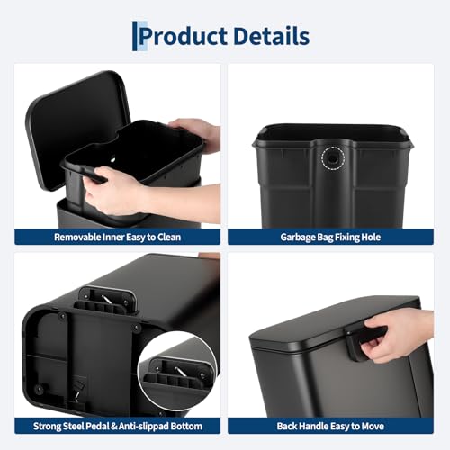 Caneca de basura rectangular de 8 galones con pedal y tapa suave miniatura 4