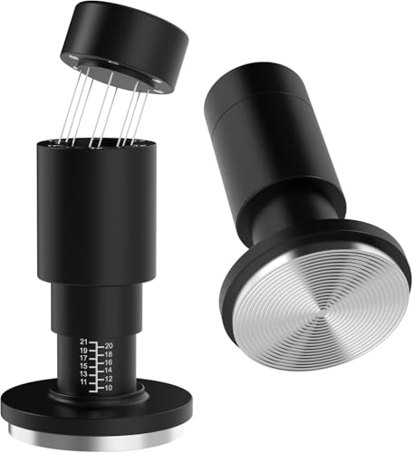 2-in-1 Espresso Tamper 51 mm mit WDT Tool – Kalibrierter 30-lb Tamper & 8-Nadel Espresso-Nadelverteiler – Siebträgerzubehör für Baristas - VOCA