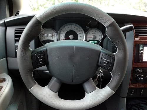 RedlineGoods Steering Wheel Cover Compatible with Dodge Ram 2004-08. Tailor Made - not Universal. Genuine top-Grade Italian Black Leather with Black Thread