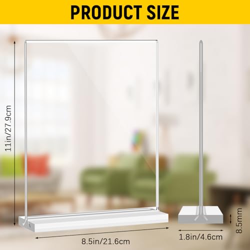 Image of Dynta Acrylic Sign Holder 8.5 x 11 Inches, Double Sided Table Sign Holder