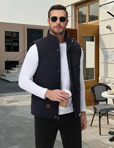 Cotrasen Men's Winter Warm Vests Outerwear Casual Fleece Lined Vest Puffer Sleeveless Jacket4