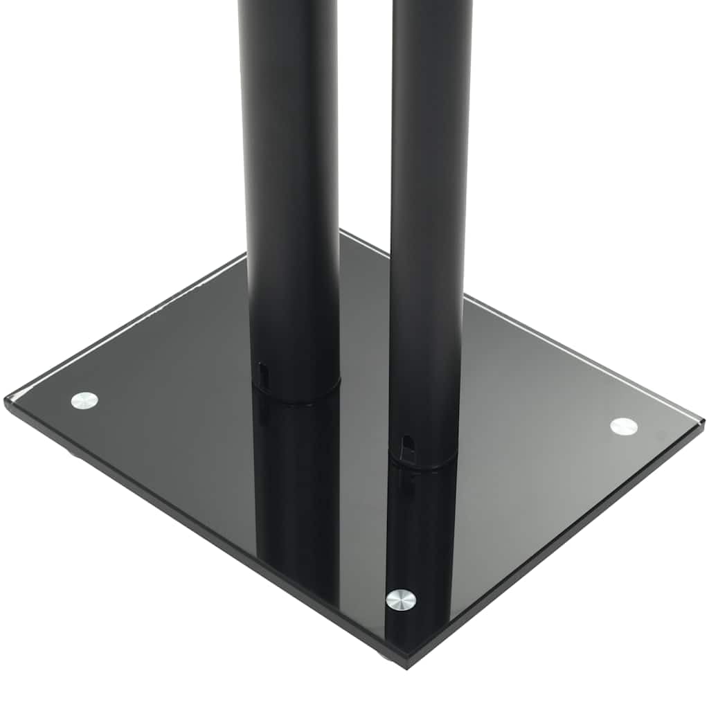 vidaXL Support Haut-Parleur 2pc Verre trempé Design 2 colonnes Noir