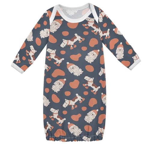 WIFIU Funny Dogs with Hats Baby Girls Boys Sleeper Gown Cotton Nightgown Long Sleeve, Baby Nightdress Sleeping Clothes for Newborn 6-12 Months Multicolor