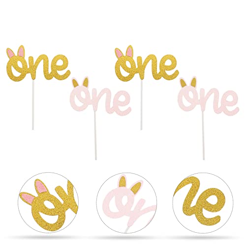 4 Pcs Bandeiras De Bolo De Aniversário Picaretas De Decoração De Bolo Um De Escolhas De Bolo Purpuri