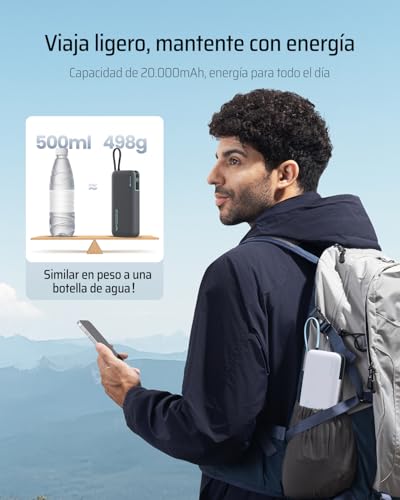 CUKTECH CP25 Power Bank 20.000mAh, Batería Portátil con Cable USB-C Integrado, PD 45W powerbank con 1 x USB-A, Batería Externa Carga Rápida Compatible iPhone 17 Pro MAX, Galaxy, Xiaomi, MacBook - imagen 5