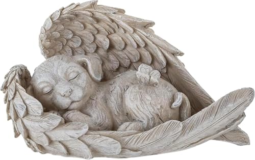 ZHITENG Hund Grabsteine Statue, Gedenkdekorationen für Haustiere, Dog Grave Stone 11 x 4 x 7.5 cm Hund Engel Haustier Denkmal Grab Marker Statue für Garten, Grabsteine Oder Rasendekoration (A)