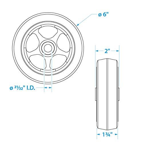 Seachoice Replacement Wheel For Fold Up Boat Trailer Jack, 6 In. #TOP5