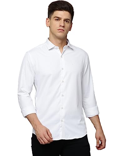 Image of SHOWOFFFF Men Self Design Casual Shirt | Spread Collar Full Sleeves Cotton Shirt for Mens | Slim Fit Regular Length Shirt for Men's