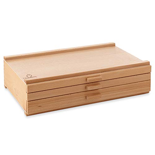 7 Elements 3 Drawer Wooden Artist Storage Supply Box For Pastels, Pencils, Pens, Markers, Brushes And Tools #TOP1